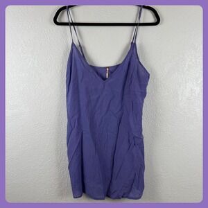 Free People Purple V Neck Spaghetti Strap Mini Slip Dress Size Medium